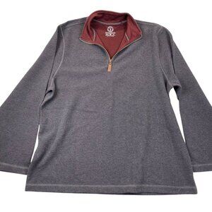 One Day Away Mens Quarter-Zip Pullover XXL Gray Waffle Knit 60% Cotton 40% Polye